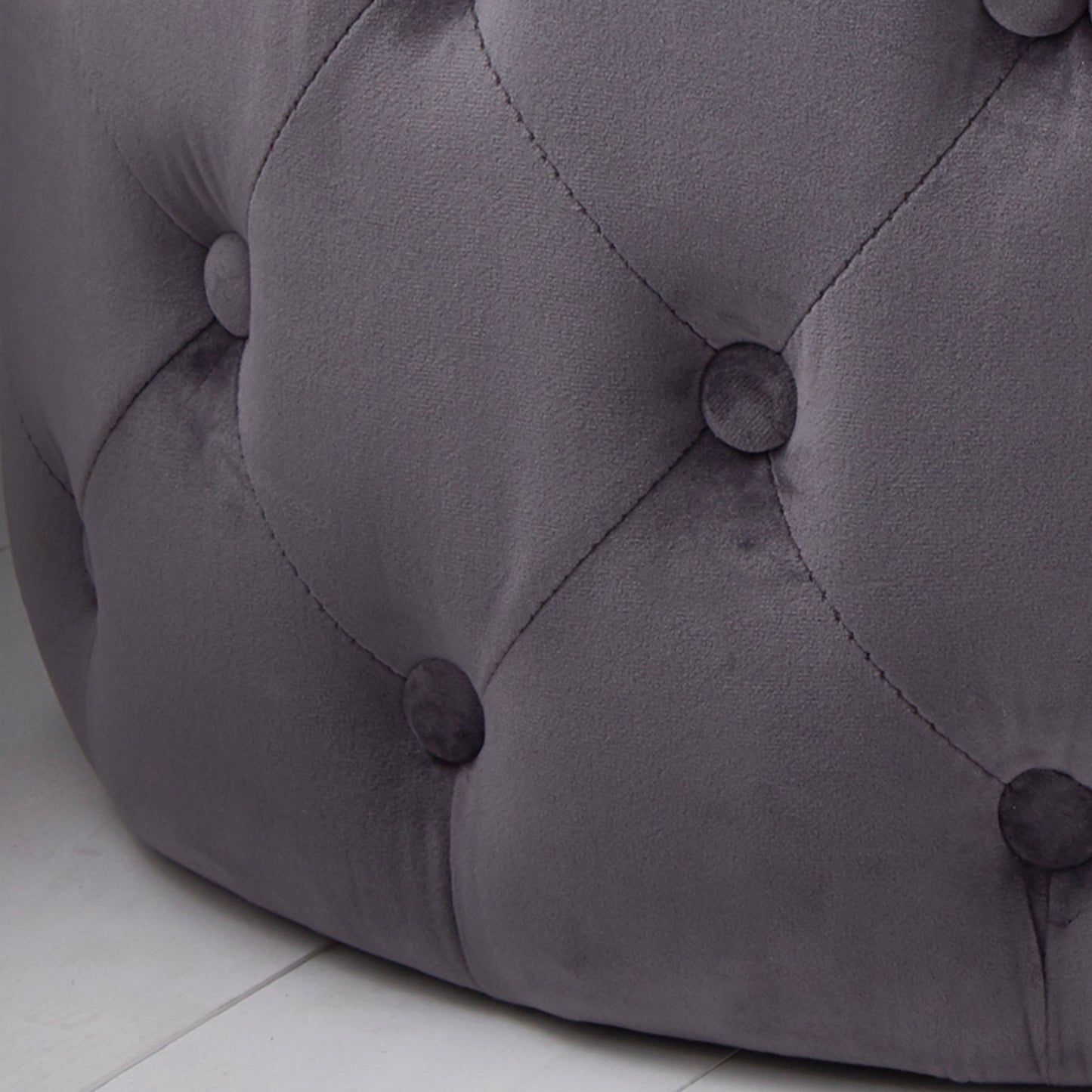 Grey Tufted Velvet Pouffe stool