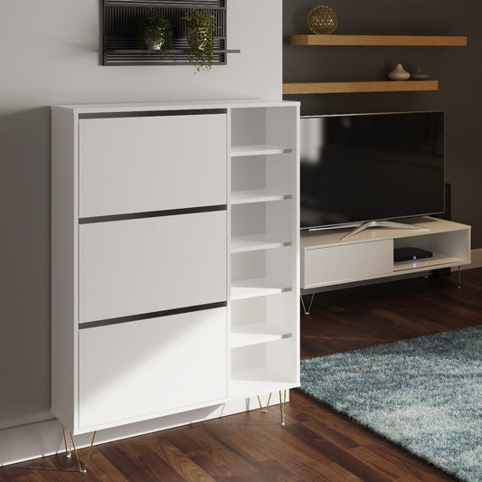 3 Drawer White Shoe Cabinet