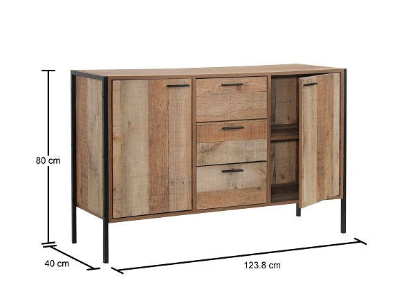 Rustic Large 2 Door 3 Drawer Sideboard