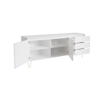 Monaco 2 Door 3 Drawer White Cabinet with open doors and drawers