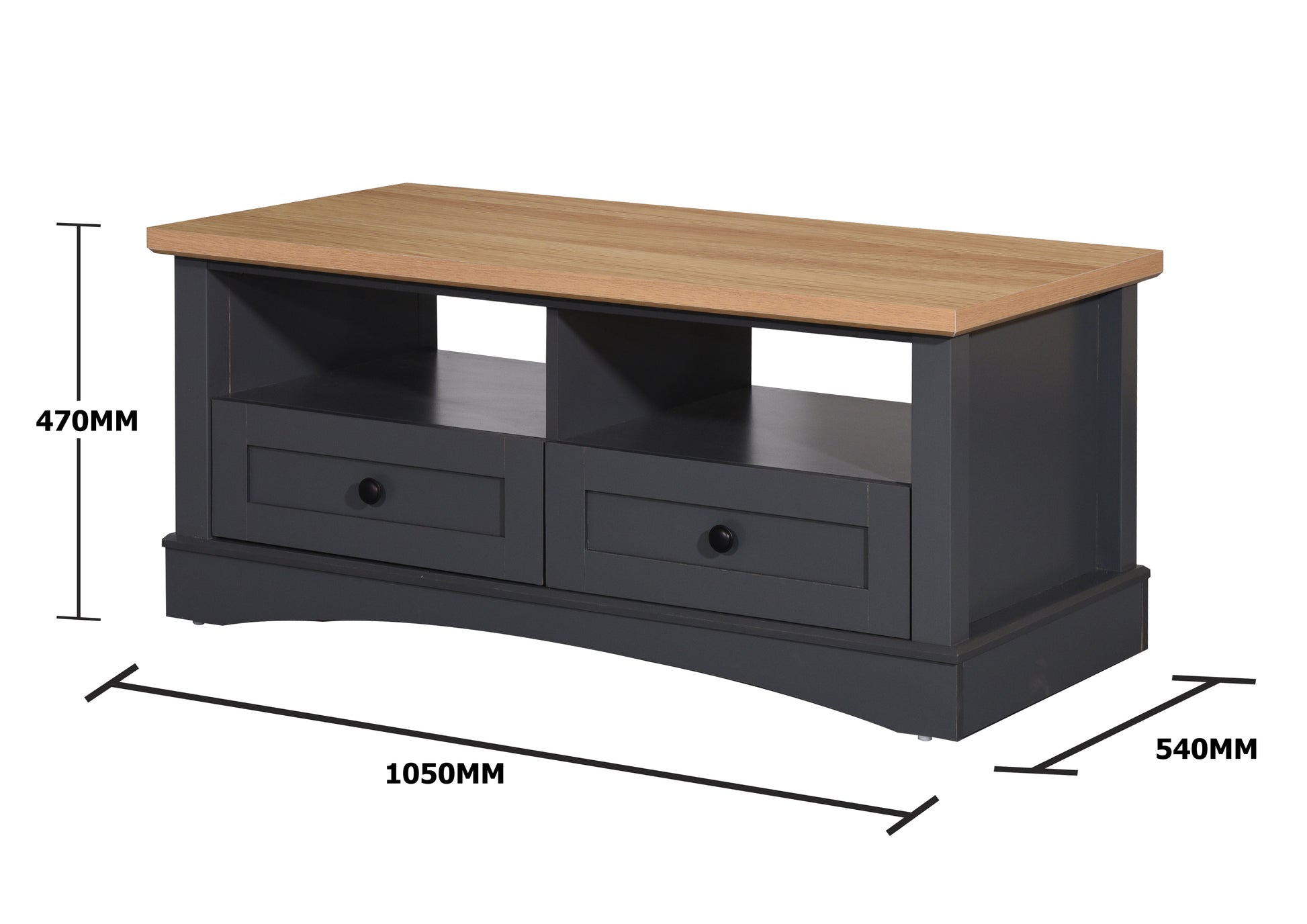 Carden Dark Grey 2 Drawer Coffee Table