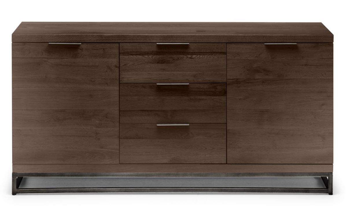 Dark Oak Sideboard With 2 Cupboards and 3 Drawers