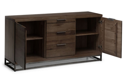 Dark Oak Sideboard With 2 Cupboards and 3 Drawers