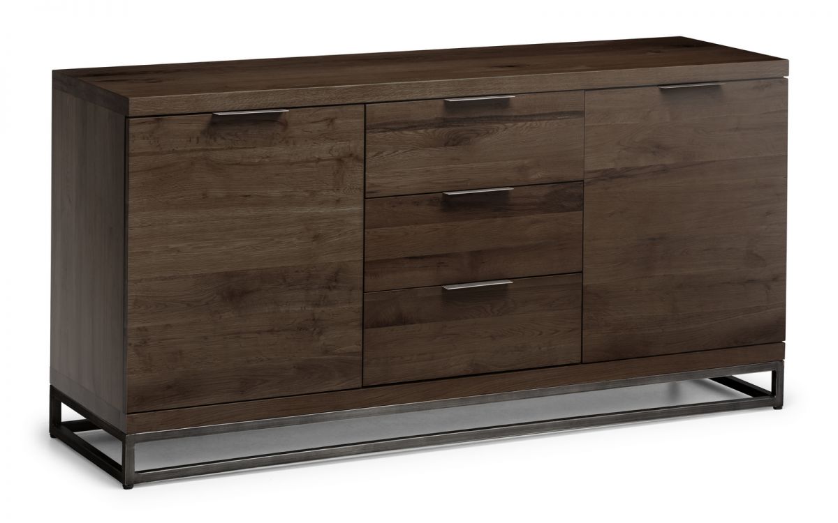 Dark Oak Sideboard With 2 Cupboards and 3 Drawers