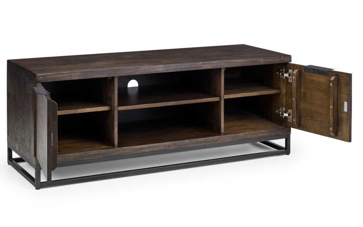 Dark Oak TV Unit With 2 Cupboards