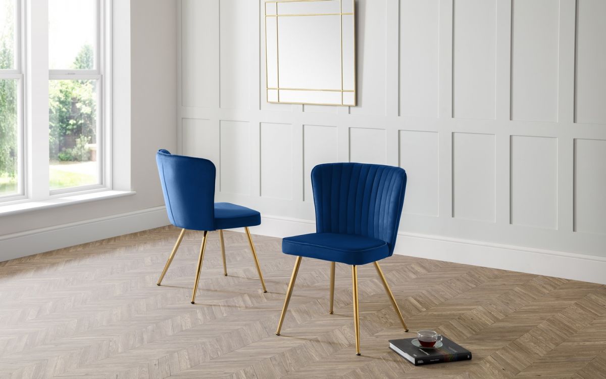 Blue Dining Chair with golden legs