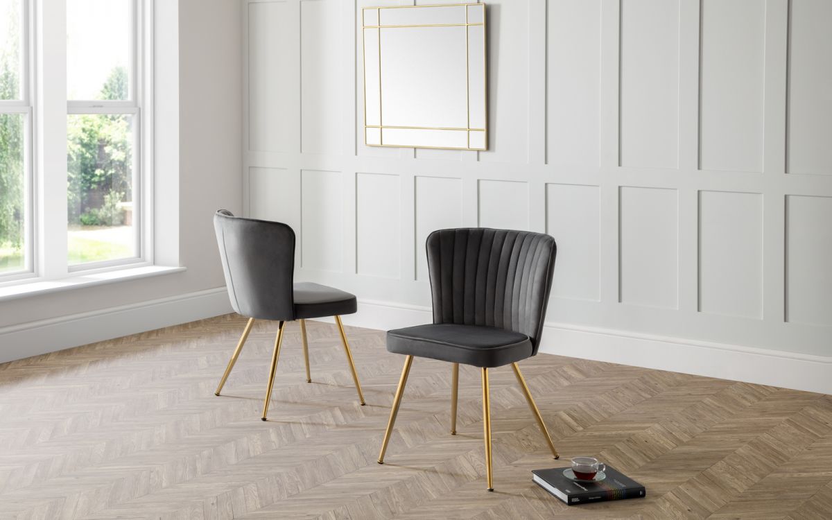 Grey Dining Chair with golden legs