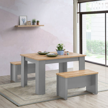 Lisbon Grey Dining Table 2 Bench Set