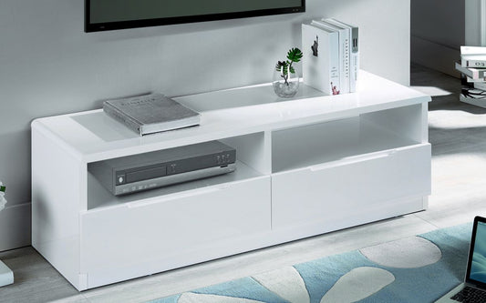 White High Gloss 2 Drawer TV Unit