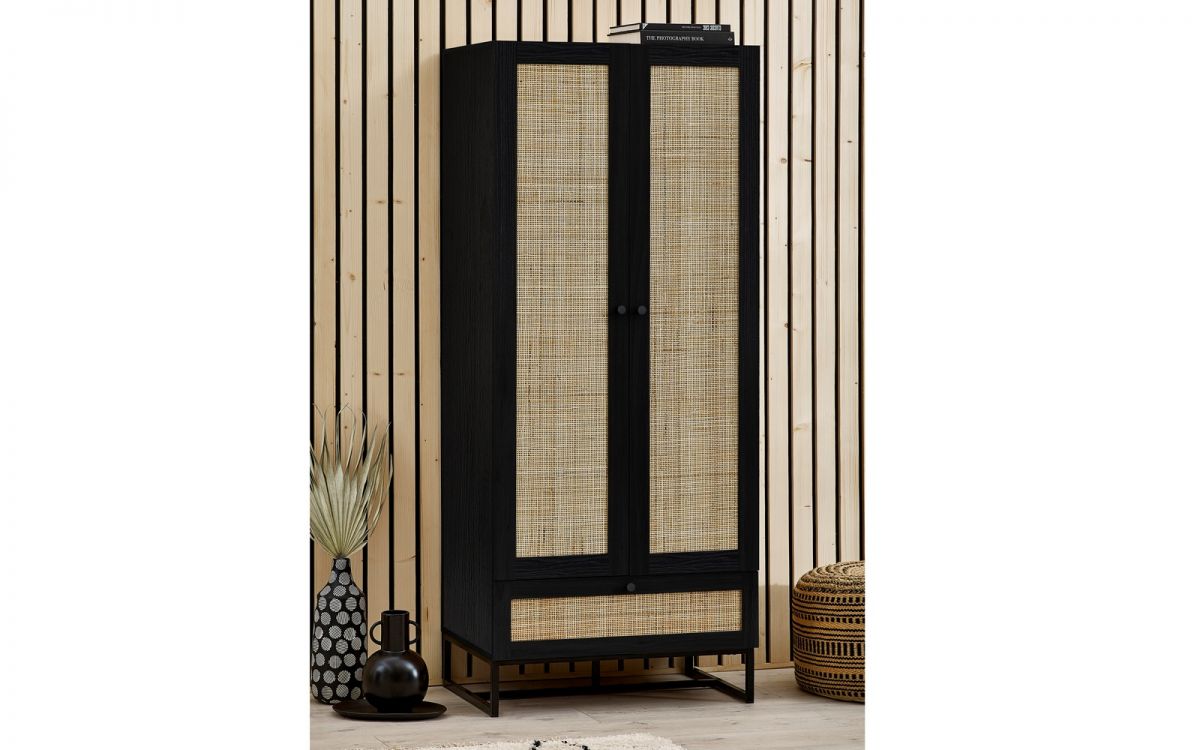 Black 2 door 1 drawer Wardrobe