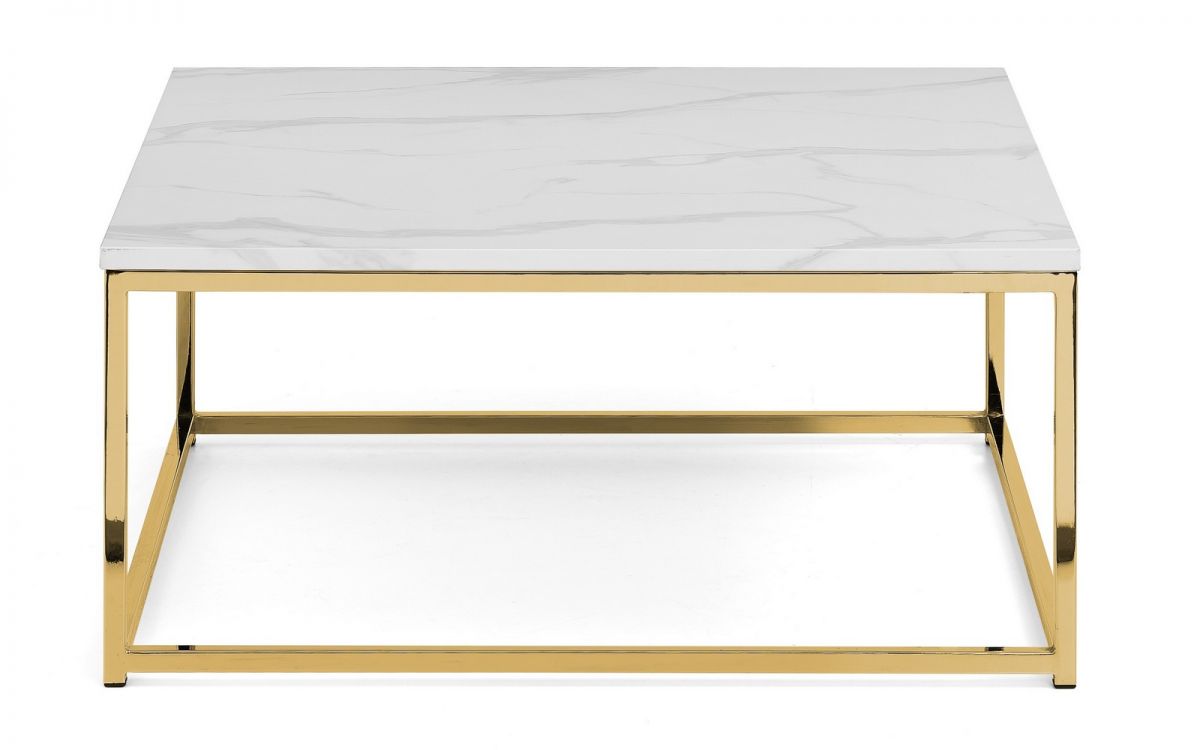 Gold White Marble Top Square Coffee Table