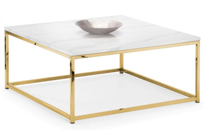 Gold White Marble Top Square Coffee Table