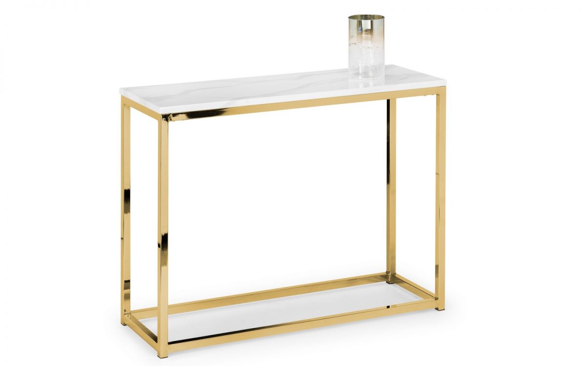 Gold White Marble Top Console Table