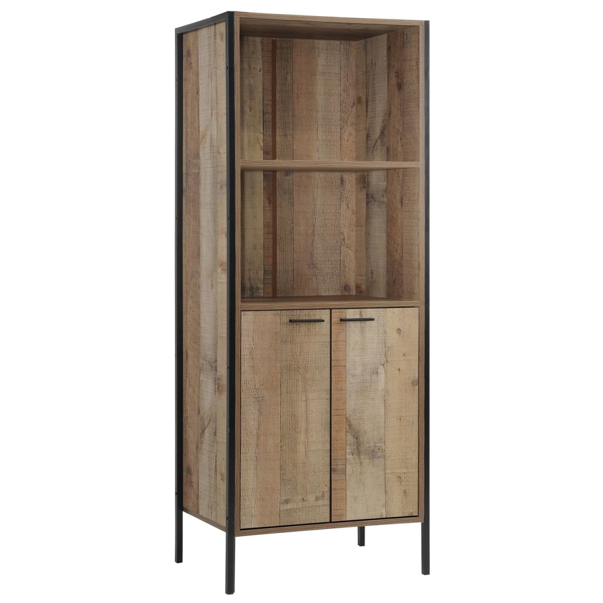 Rustic Wooden Storage Bookcase with 2 Doors