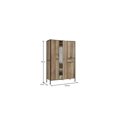 Rustic 4 Door 1 Drawer Wooden Wardrobe