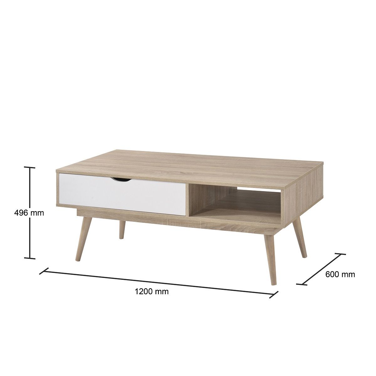 Alford Brown Wooden Coffee Table with 1 Drawer measurements