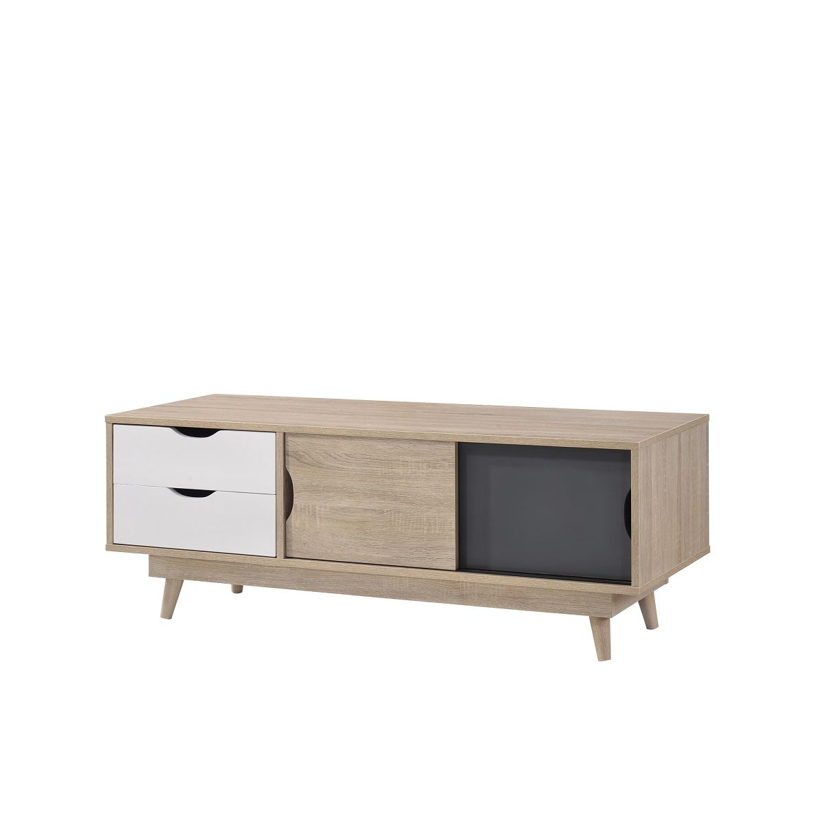 Oak TV Stand Unit Cabinet with 2 Doors and 2 Drawers