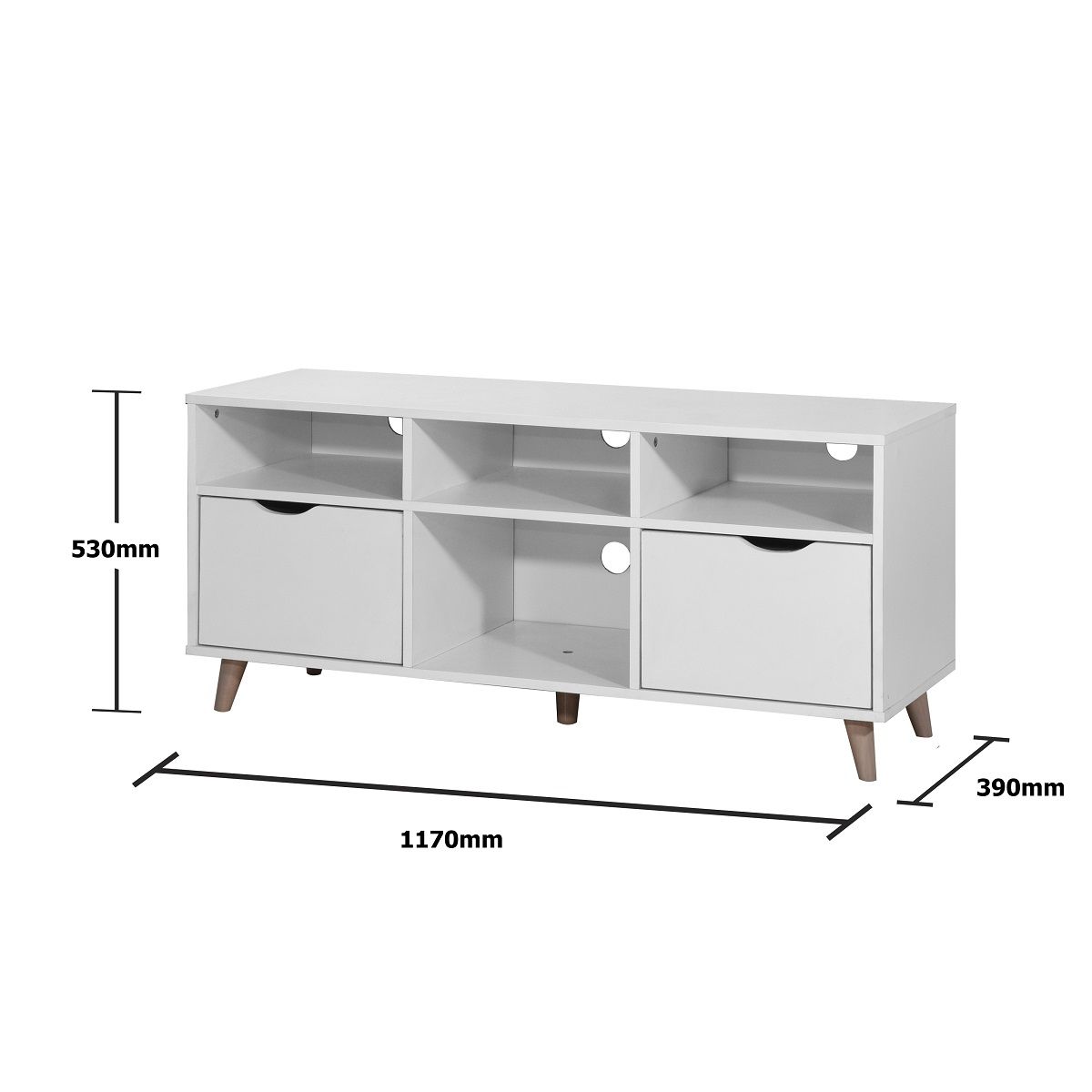 White TV Stand Unit Cabinet with 2 Drawers