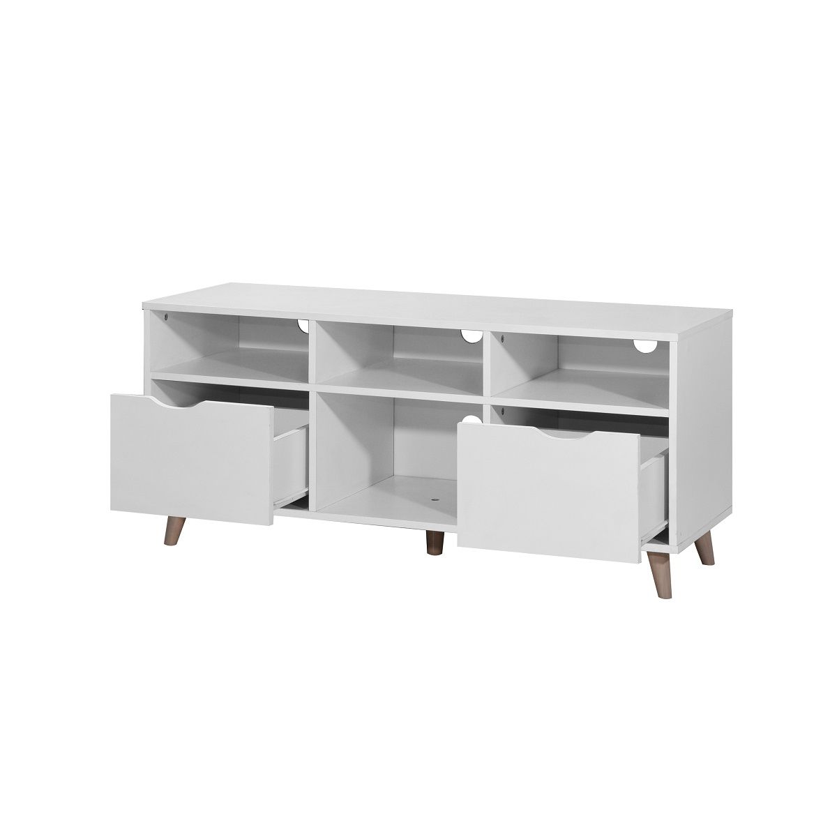 White TV Stand Unit Cabinet with 2 Drawers