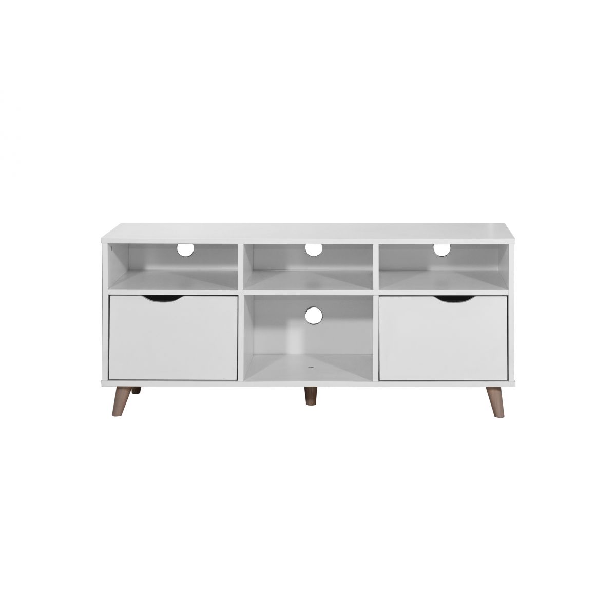 White TV Stand Unit Cabinet with 2 Drawers