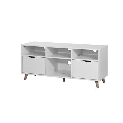 White TV Stand Unit Cabinet with 2 Drawers