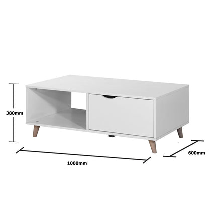 White Coffee Table with 2 Drawers