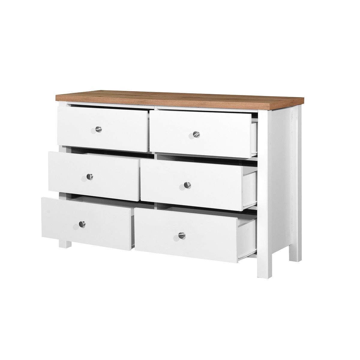 White 6 Drawer Chest drawers open