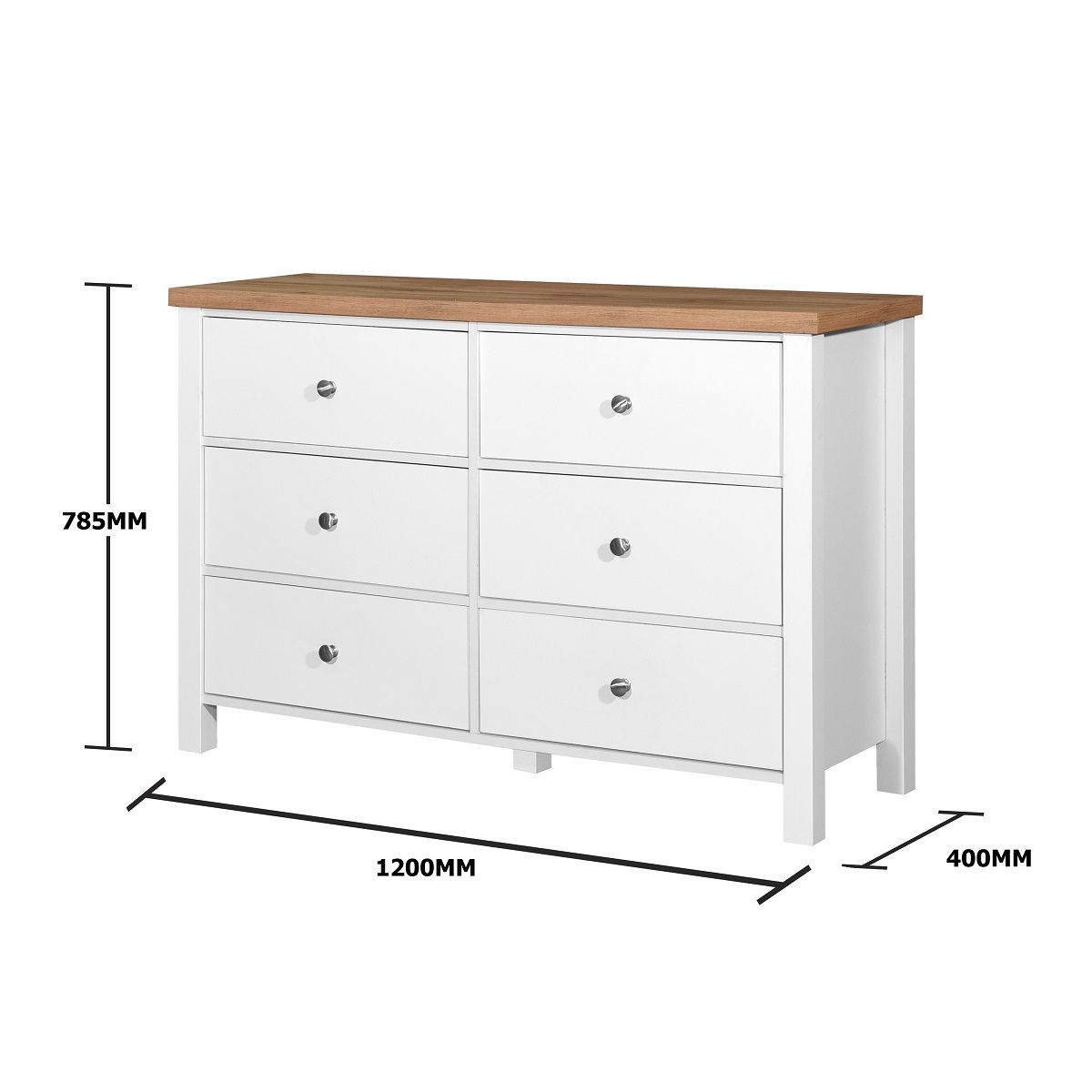 White 6 Drawer Chest measurements