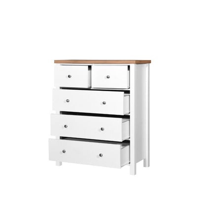 White 5 Drawer Chest drawers open