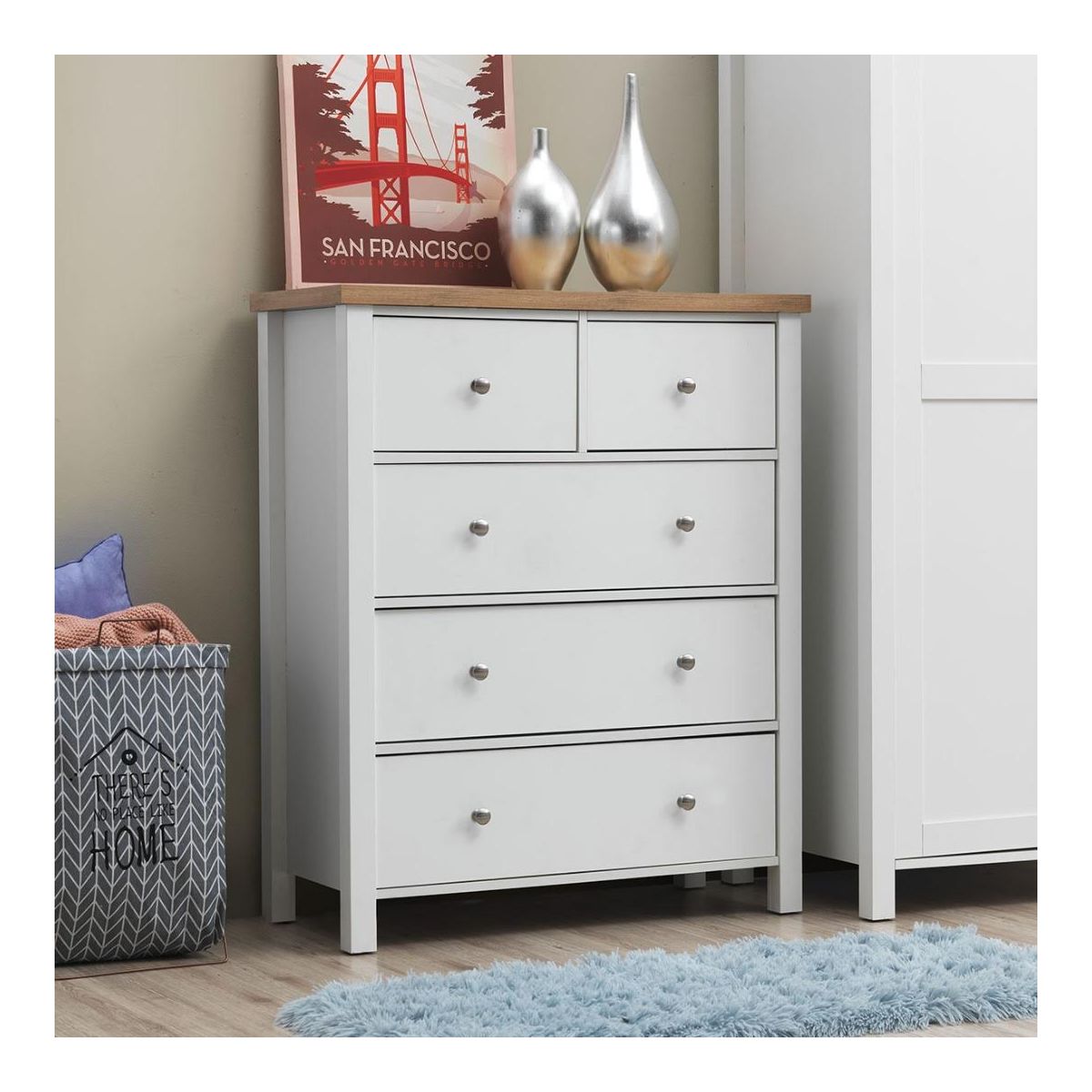 White 5 Drawer Chest