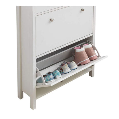 White 3 Tier Shoe Cabinet