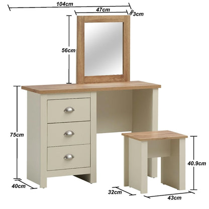 Cream Dressing Table Furniture Set measurements