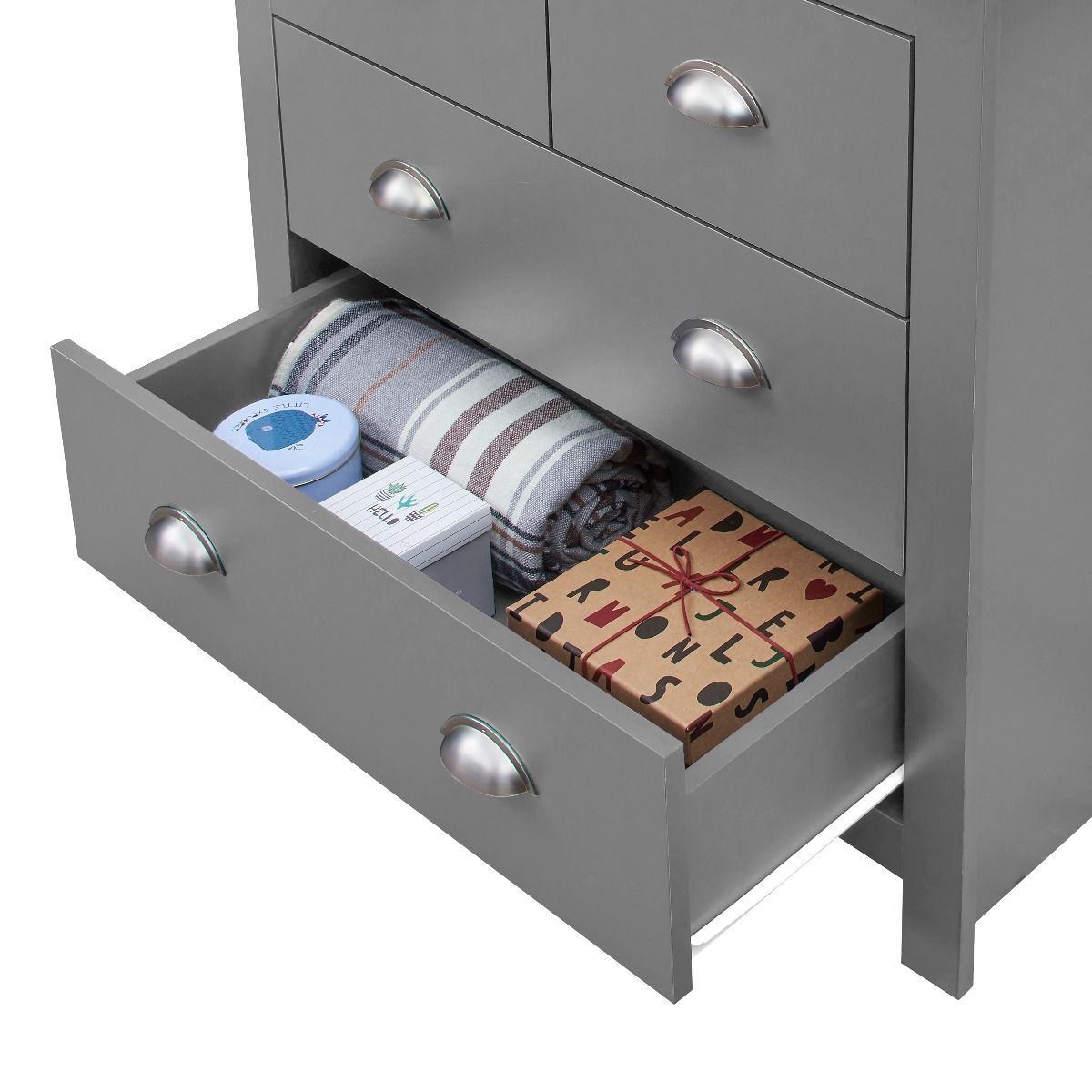 Lisbon Grey Chest of Drawers Open