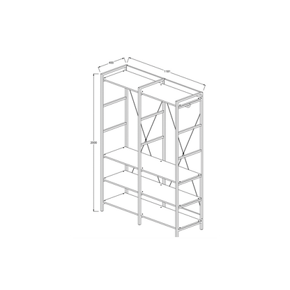 Oak Double Wardrobe 8 Shelves measurements