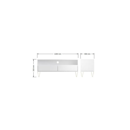 Monaco 2 Drawer White TV Cabinet measurements