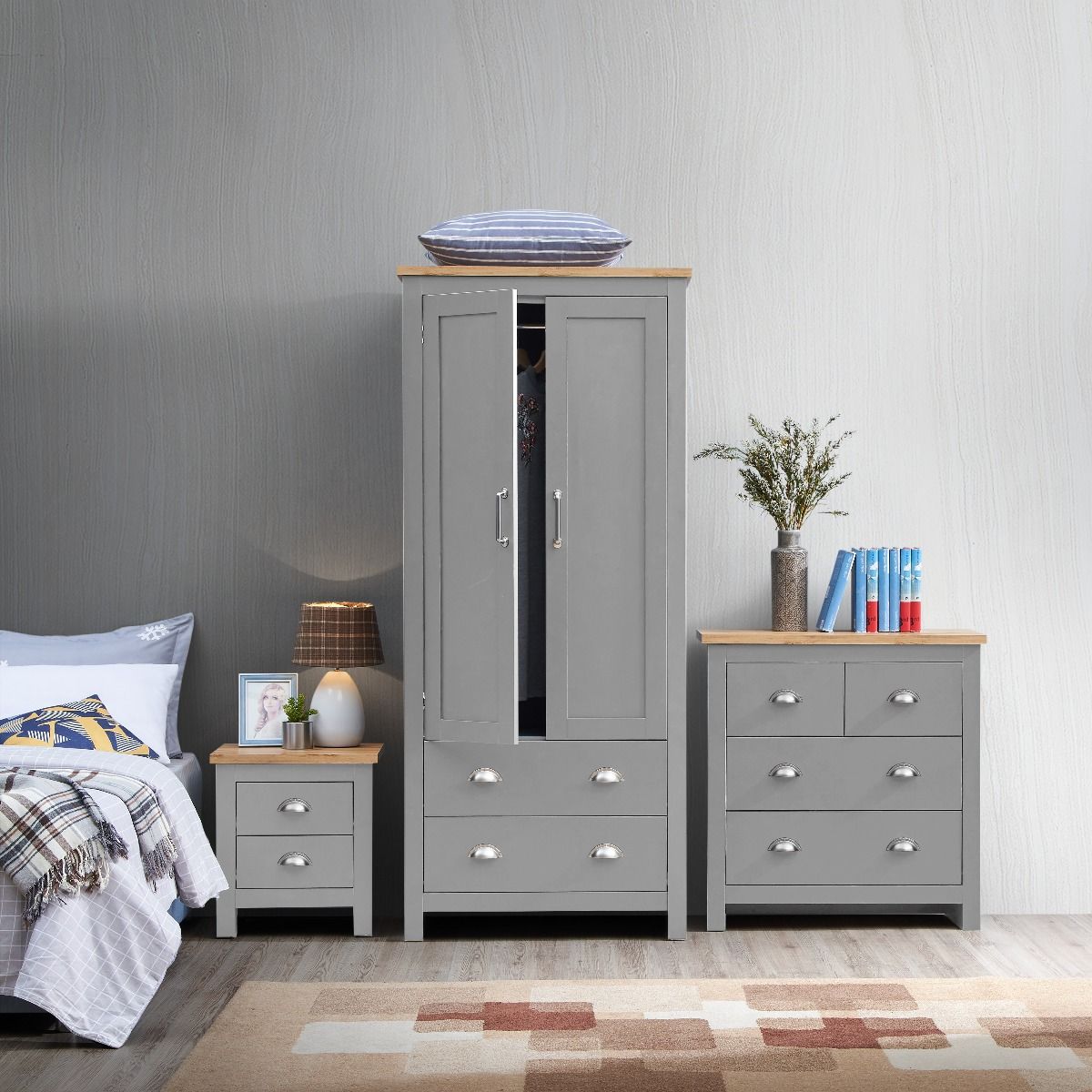 Lisbon Grey Wardrobe Furniture Set