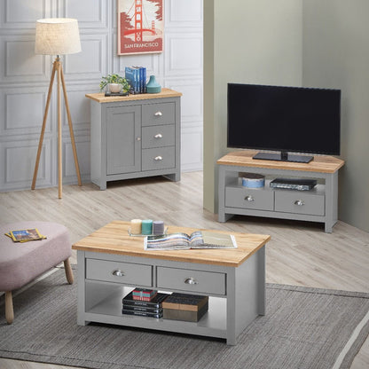 Lisbon Grey 3 Piece Living Room Furniture Set with Corner TV Unit, Coffee Table and Sideboard