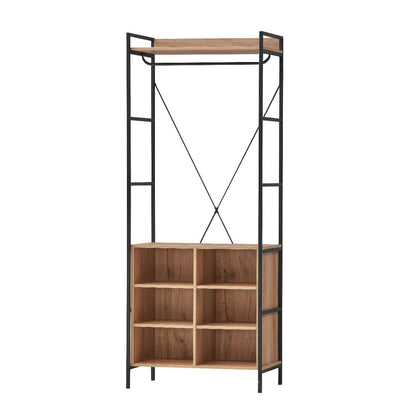 Oak Single Wardrobe 8 Shelves