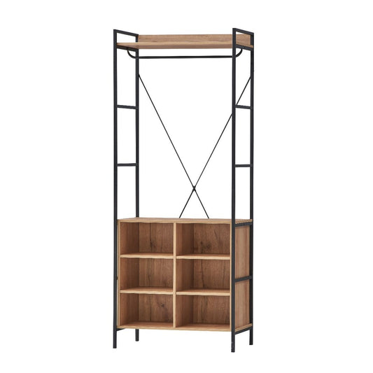 Oak Single Wardrobe 8 Shelves