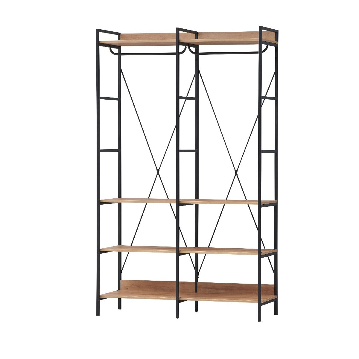 Oak Double Wardrobe 8 Shelves