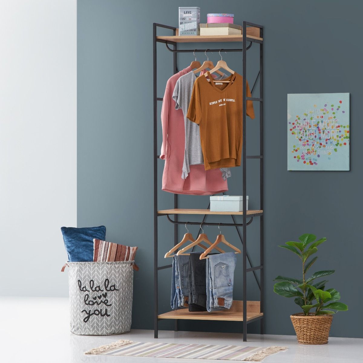 Oak Wardrobe 3 Shelves