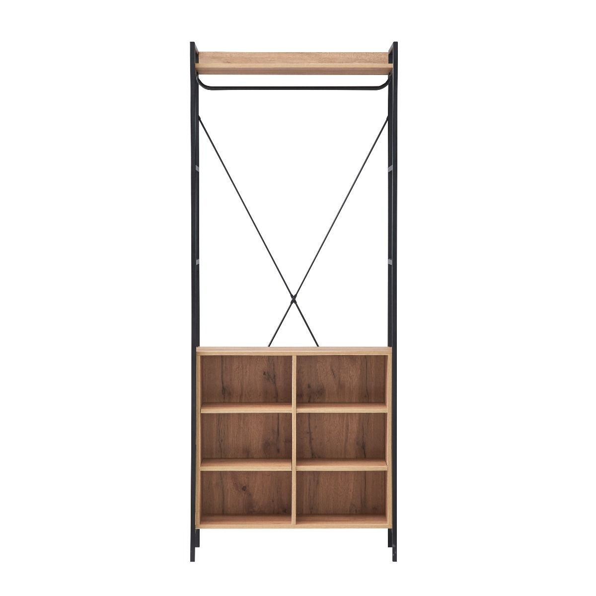 Oak Single Wardrobe 8 Shelves